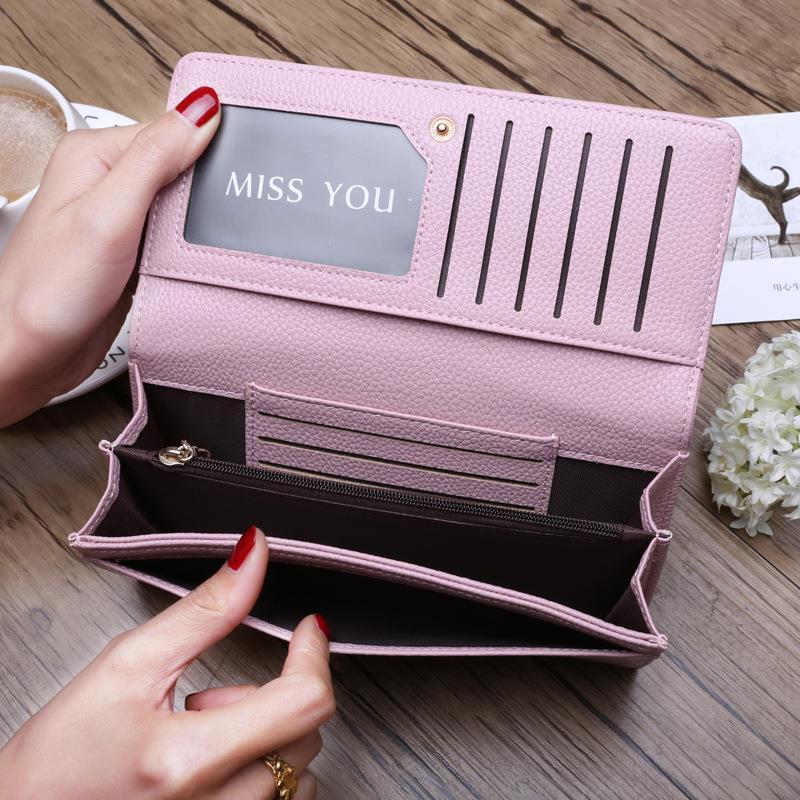 派尼美特时尚欧美女士长款钱包搭扣软皮钱夹手机包拉链学生零钱包青年