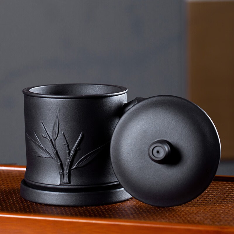 金镶玉 清风入怀紫砂杯 手工黑泥四件杯带过滤内胆茶杯茶缸茶具茶水分离 500ml高清大图