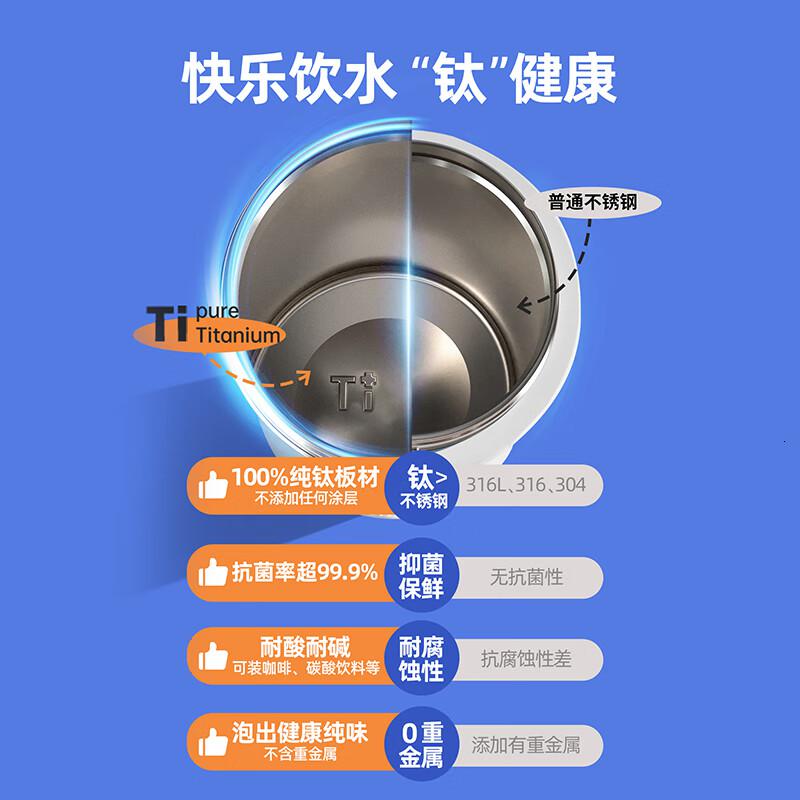 康巴赫(KBH)摩登钛杯保温杯潮流咖啡杯运动便携高颜值七夕450ml松针绿高清大图
