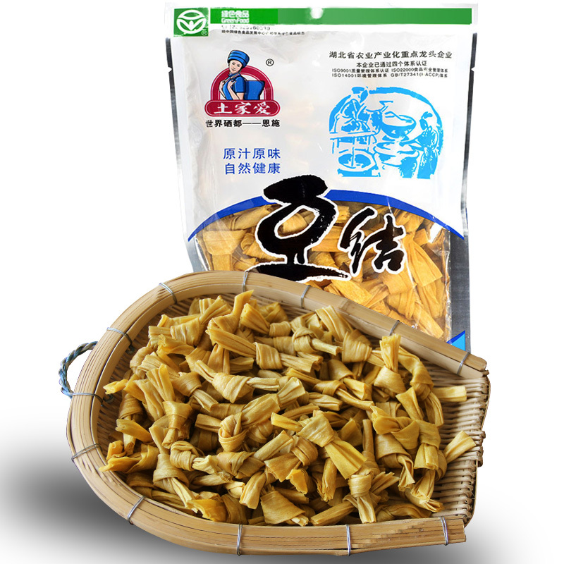 土家爱黄豆结200g豆腐皮丝干豆皮恩施特产干货油豆结批发豆制品蛋白肉腐竹凉拌菜