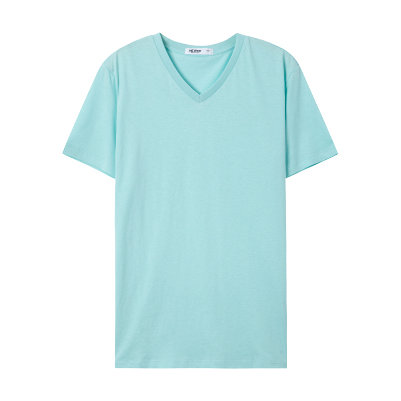 [49任选3件]美特斯邦威短袖T恤男士舒适纯色V领半袖打底衫韩版学生体恤男潮流