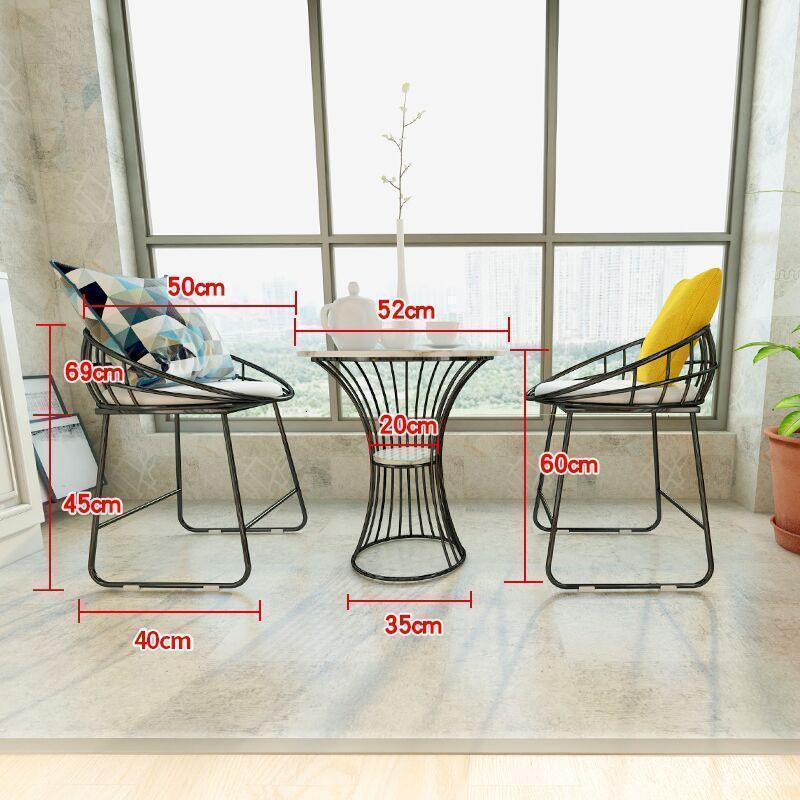 森美人北欧大理石边几茶几简约客厅沙发小圆桌小户型阳台小桌椅角几轻奢 一桌两吧椅颜色备注