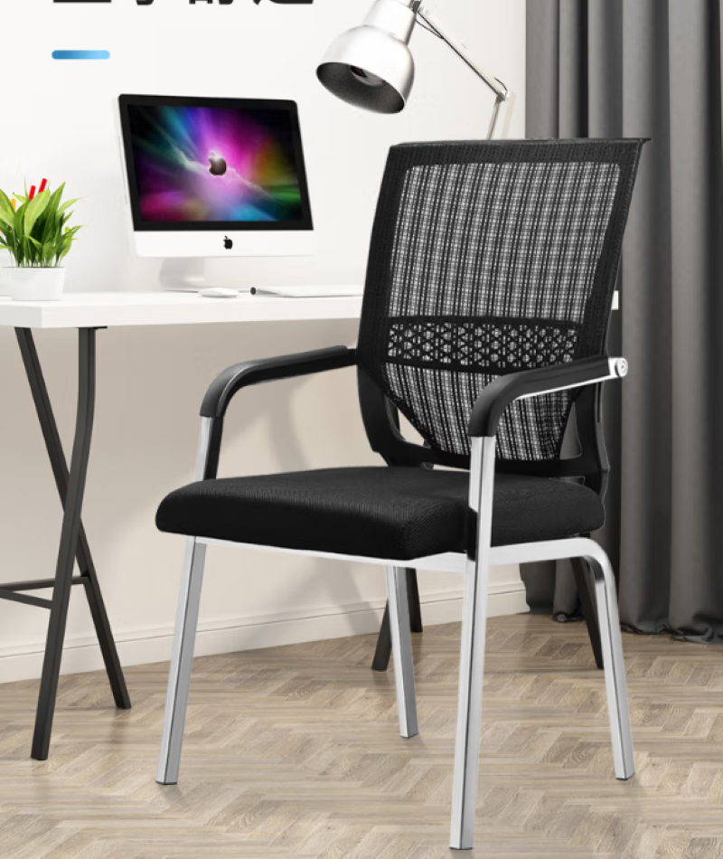 办公椅网布会议弓形椅子休闲职员经理四角椅高清大图