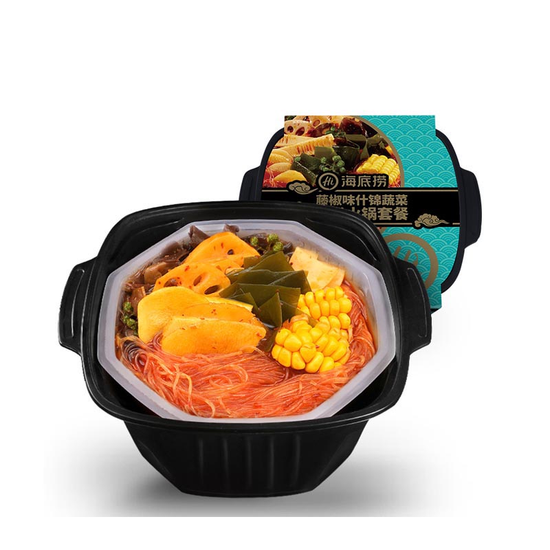 海底捞香辣素食自煮火锅400g*2+海底捞藤椒味什锦蔬菜自煮火锅410g*2高清大图