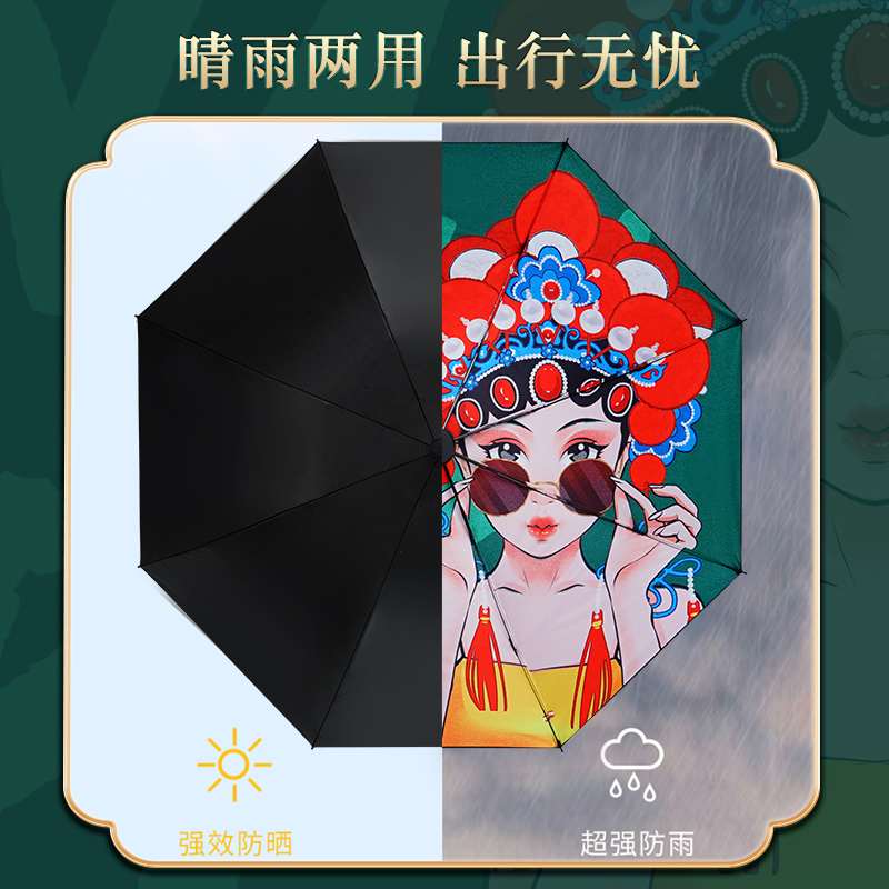 红叶UPF50+太阳伞防晒防紫外线雨伞女晴雨两用折叠伞女遮阳伞高清大图