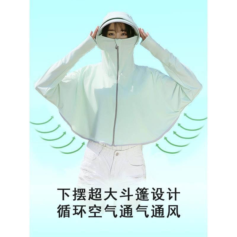 防晒衣女2021新款冰丝防晒服外套夏季薄款紫外线透气防晒罩衫开衫 冰丝普通帽檐-蓝色 L 80-130斤