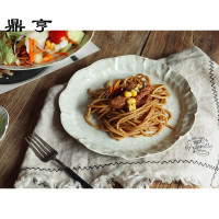 鼎亨MY家 - 景德镇制 娟手作 白色粗陶 椭圆底小蝶|花朵盘