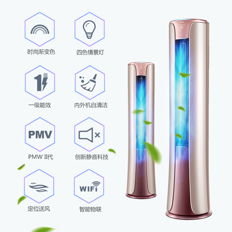 海尔(Haier)2匹 变频 KFR-50LW/09HAP21AU1 1级能效 健康自清洁 家用空调 冷暖 柜机健康空调