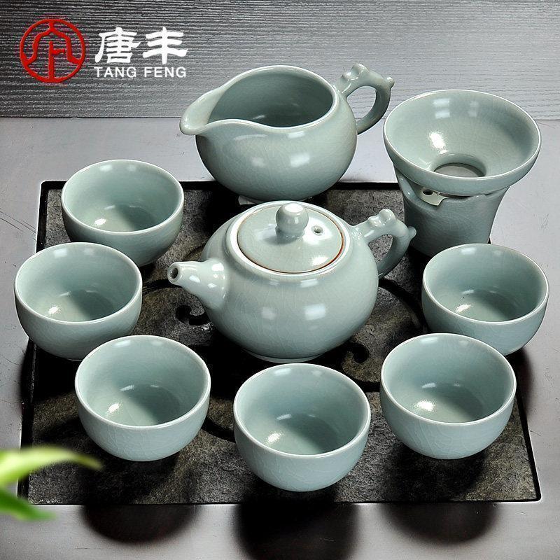 家柏饰(CORATED)仿宋汝窑蝉翼开片可养整套功夫仿汝瓷茶具陶瓷茶壶茶杯套装高清大图