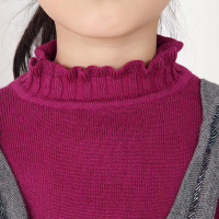 AITYAKU日本婴童服装女童针织羊毛衫小中大童上衣学生束腰线衣内衣外穿撞色假两件套装03my