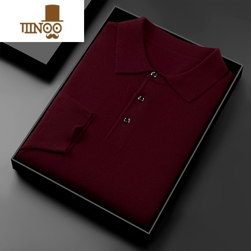 YANXU毛衫男翻领款加肥加大码毛衣宽松高端胖子t恤领打底衫男装高清大图