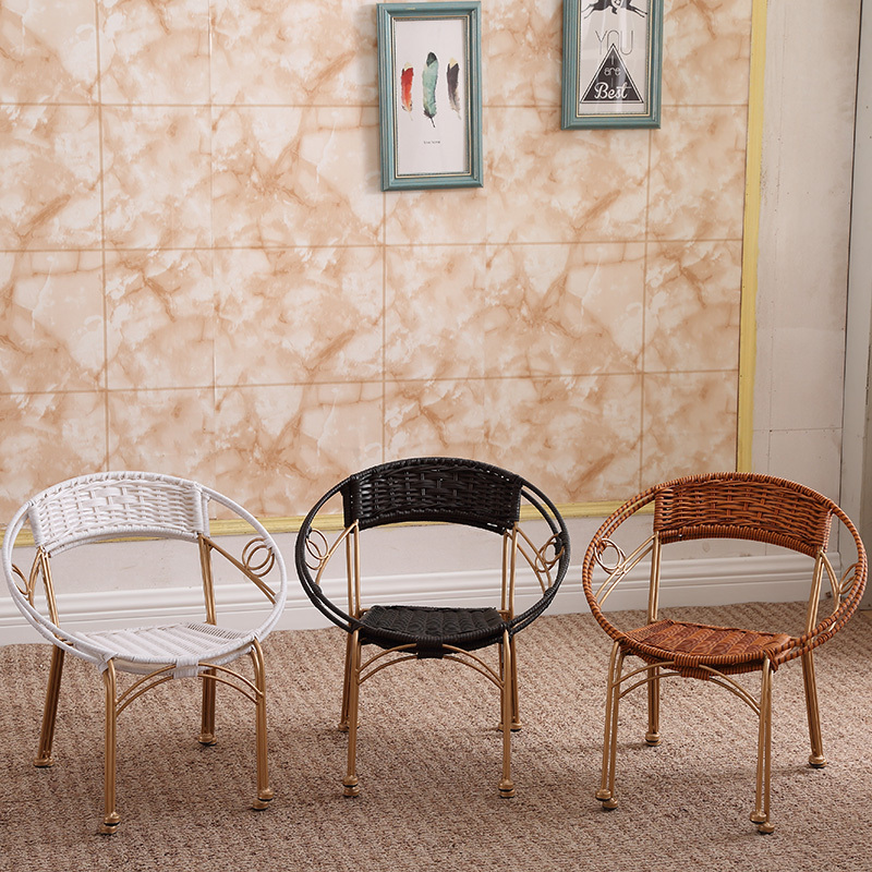 a靠背椅藤椅儿童小藤椅子阳台椅子室外滕椅闪电客单人成人家用编织