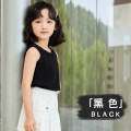 女童夏季外穿纯棉螺纹背心儿童糖果色清新夏装宝宝韩版童装上衣 100cm（建议90-100） 黑色