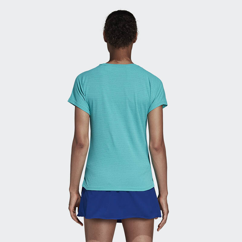 阿迪达斯 (adidas)春夏新款羽毛球短袖男女款圆领T恤休闲运动短袖针织速干透气 绿侣款短袖 女款绿色短袖CW7084