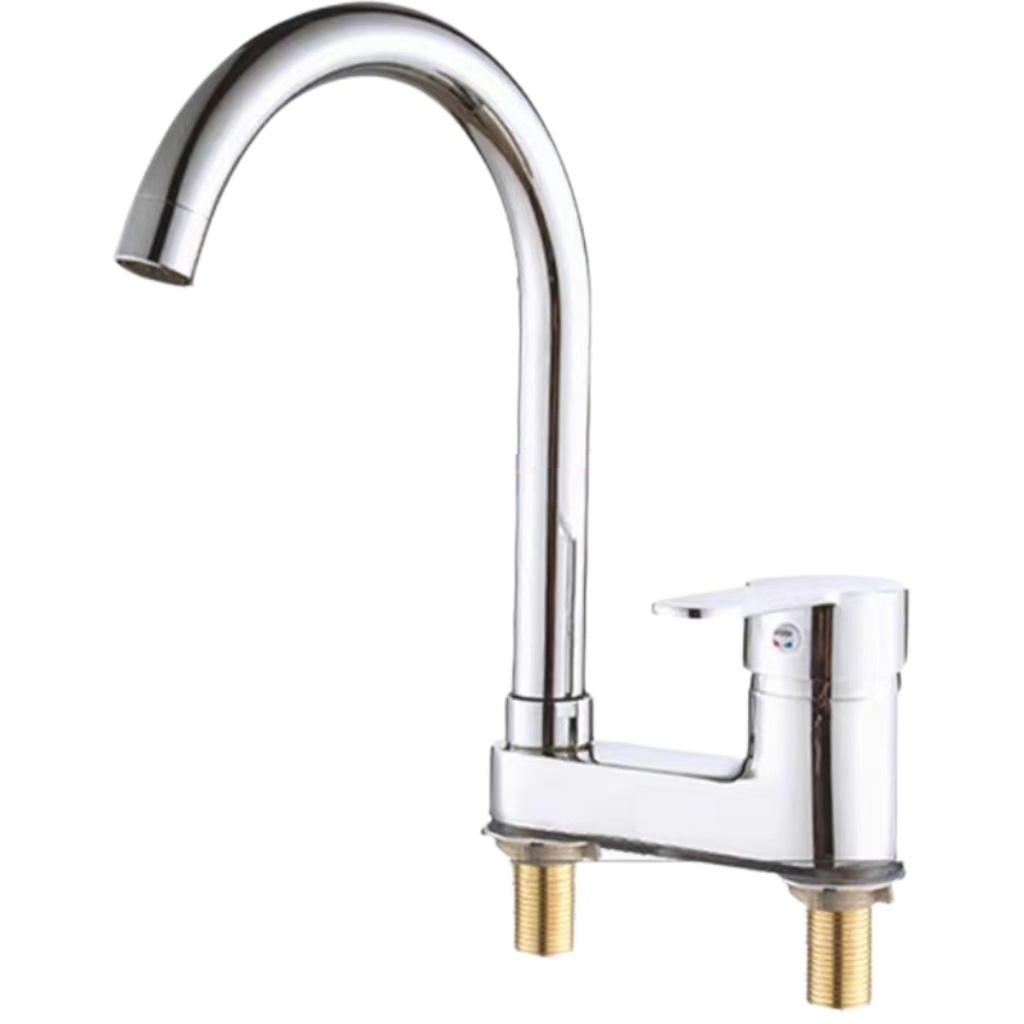 沃奈斯 Oh nice 冷热水龙头双孔洗手池面盆水龙头 不锈钢款【含60cm进水管】 个