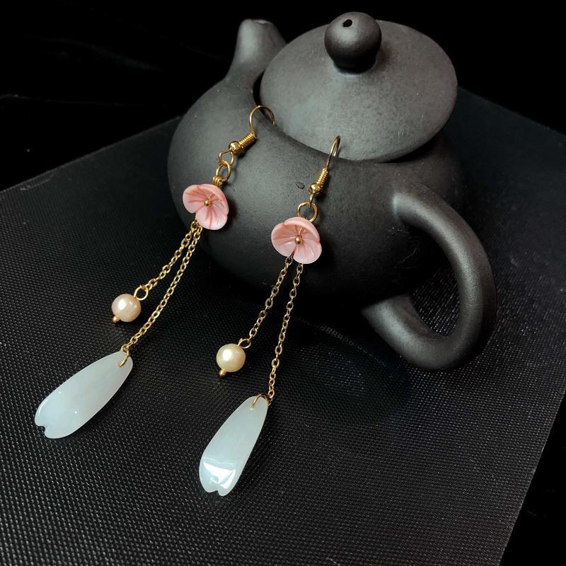 古风饰品女无耳洞耳环汉服耳饰古装长款耳坠古典流苏耳环耳钩耳夹素雅