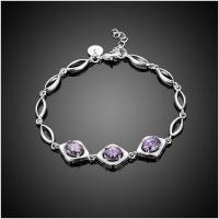 H494Women Silver Bracelet女生饰品气质紫锆石手链镀925纯银复古送女朋友七夕情人节礼物