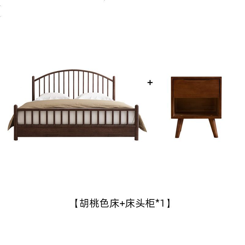 北欧全实木床现代简约家用小户型1.8米双人床卧室木床1.5米单人床