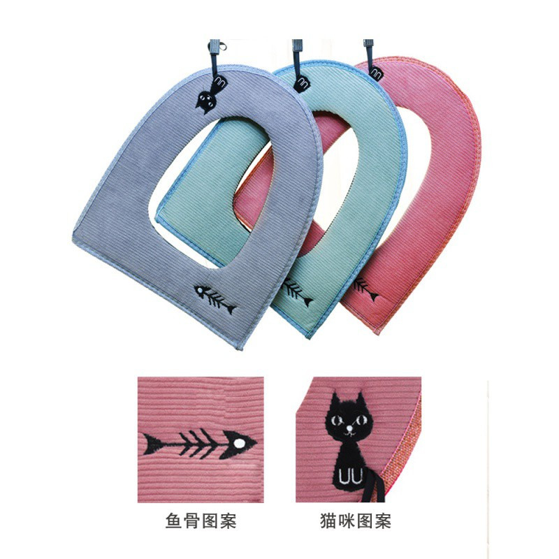 马桶坐垫厕所家用座垫粘贴式防水坐便套圈垫冬季加厚加绒通用隔脏 三维工匠马桶垫