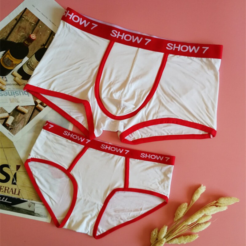 情侣内裤透气可爱创意个性低腰弹力男平角裤女男女内裤套装