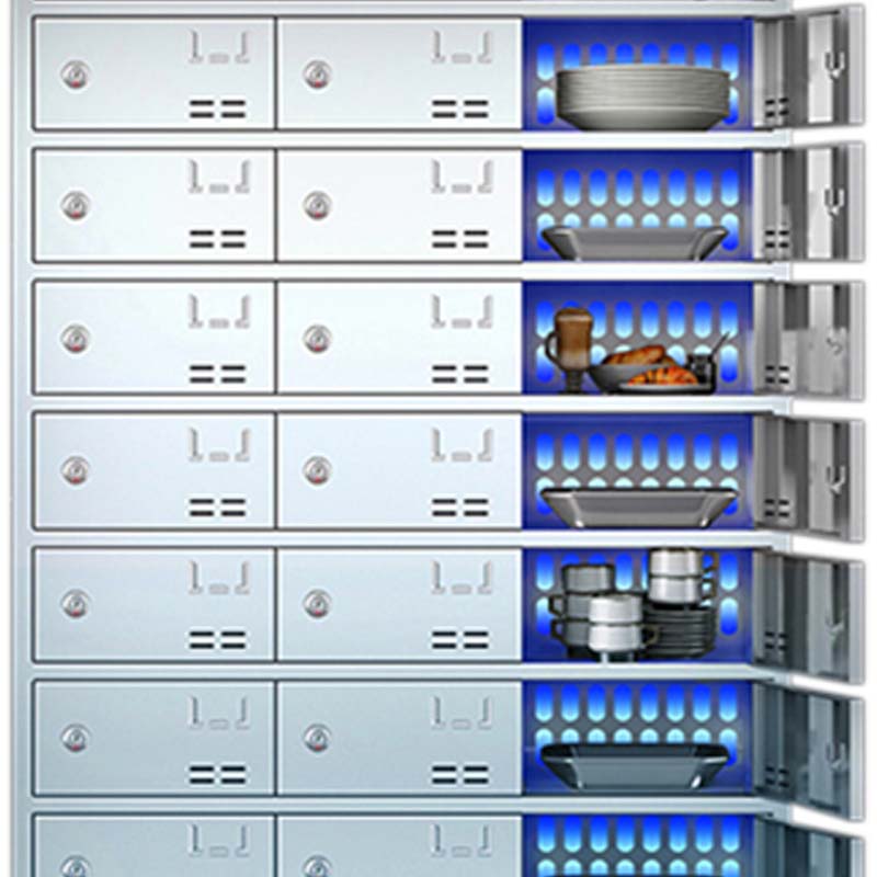 DXBG不锈钢员工食堂消毒碗柜餐厅紫外线高温餐具柜多格饭盒储物柜30门餐盘柜 紫外线消毒高清大图