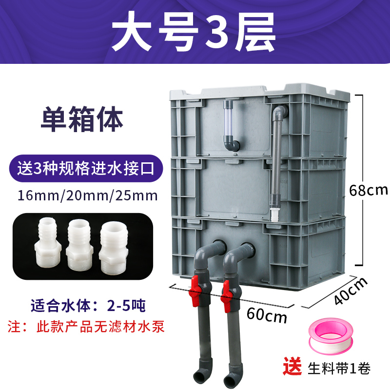 周转箱过滤箱鱼缸过滤器滴流盒上置过滤盒外置鱼池水循环系统 diy