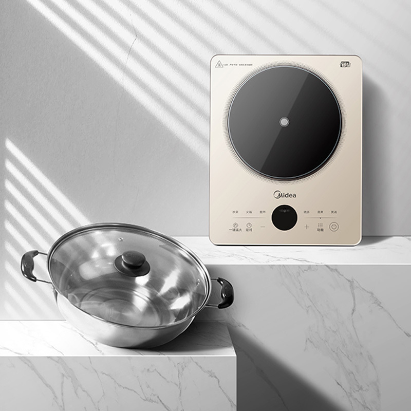 美的(Midea)电磁炉E22B21家用多档调节火锅炉 铂钻系列 2200W大功率 恒匀火加热 爆炒定时多功能电磁炉