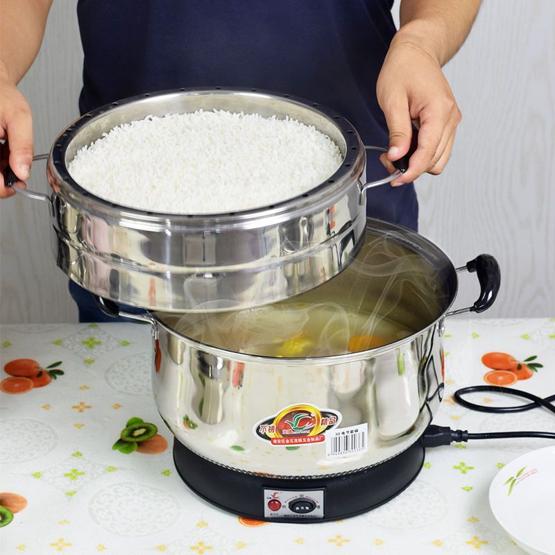 大容量三层多层蒸笼蒸菜饭馒头插电原味蒸汽蒸锅|30蒸锅 锅 三层蒸笼