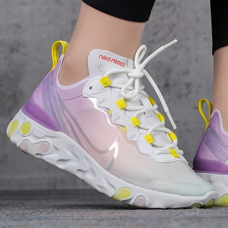 NIKE/耐克 女鞋 2020新款REACT ELEMENT 55 GEL高桥盾网面透气运动休闲鞋 CW2631-911高清大图