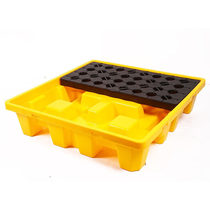 戴劲防渗漏托盘塑料危废危化学品防泄漏二次容器废液机油桶接油盘四桶托盘款1300*1300*300mm高清大图