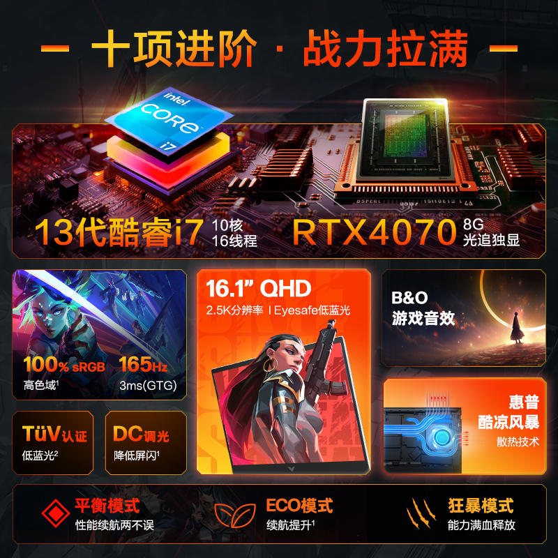 惠普HP光影精灵10 16-r0252TX 16.1英寸高性能游戏笔记本电脑i7-13620H RTX4070 白