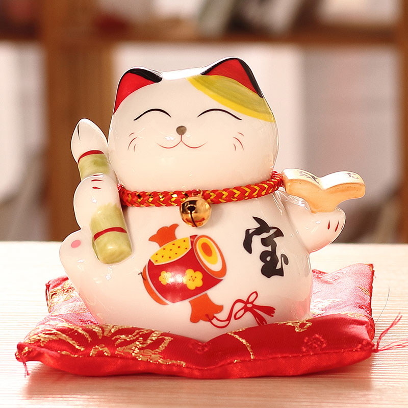 猫摆件小礼品存钱罐店铺开业送礼居家装饰手工创意日式发财猫 三维工匠 4寸禄猫高清大图