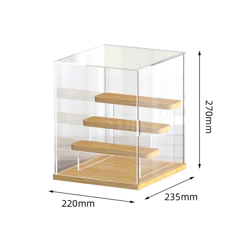 翌嘉YJ4122633 透明收纳防尘罩盲盒乐高积木手办亚克力展示盒 木底四层 220*235*270高清大图