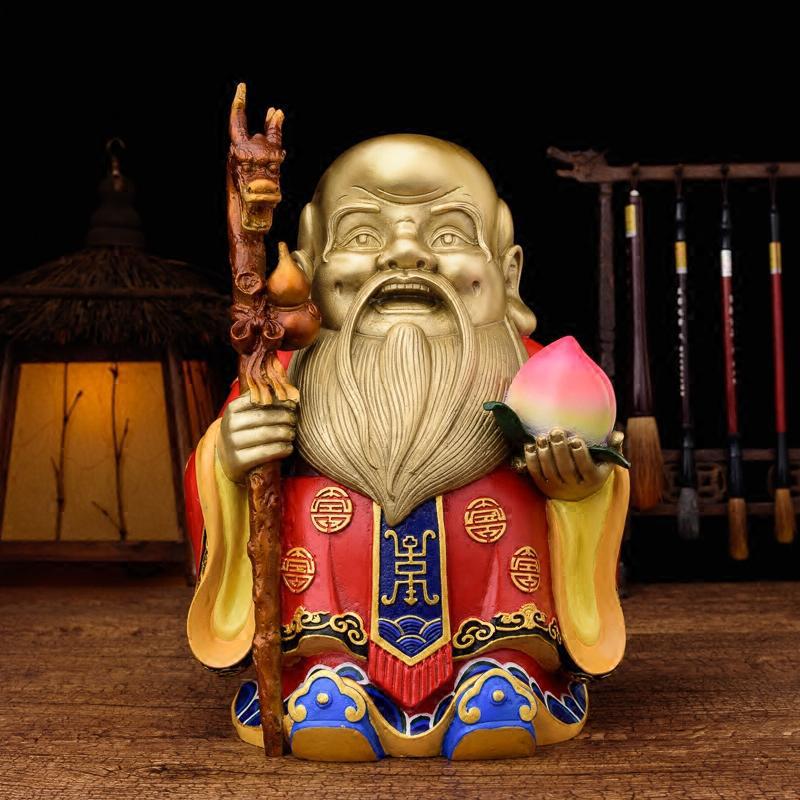 美帮汇福禄寿三星摆件 彩绘铜福星禄星寿星增寿客厅供奉高清大图