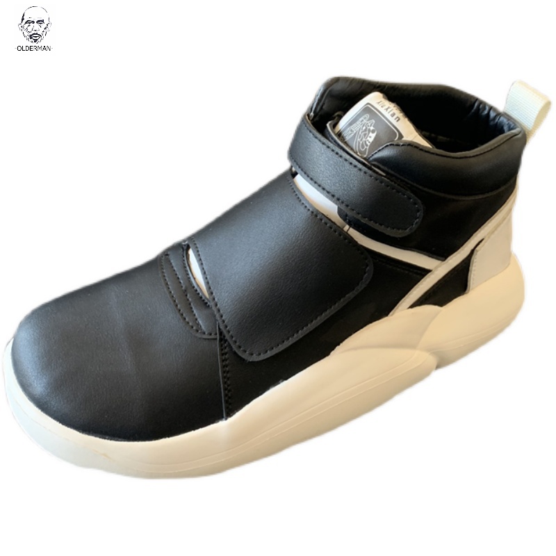 老人头2021小丑鞋男新款高帮潮鞋秋季厚底面包鞋男魔术贴增高休闲运动