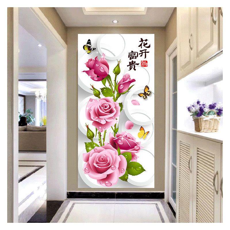 自粘整张墙纸玄关装饰画现代简约贴画卧室走廊客厅楼梯壁画玻璃贴|A05款 大号:宽80cmX高160cm