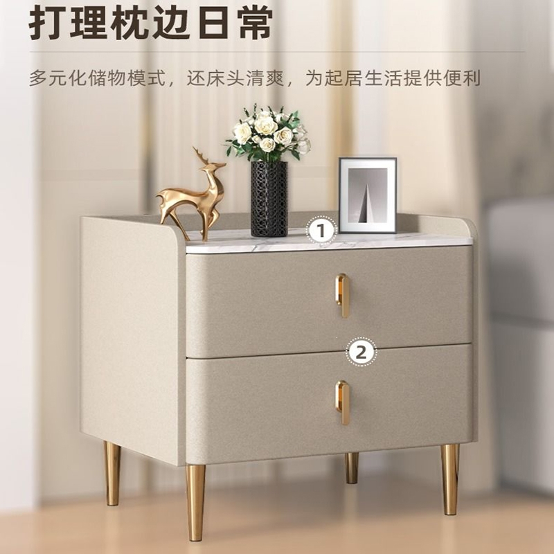 阿斯卡利(ASCARI)木岩板床头柜轻奢高级感网红床边柜现代简约主卧室小型储物柜子