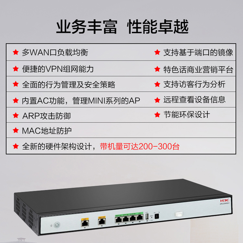 华三(H3C) ER3260G3 多WAN口全千兆企业级路由器 内置AC防火墙 带机量200-300