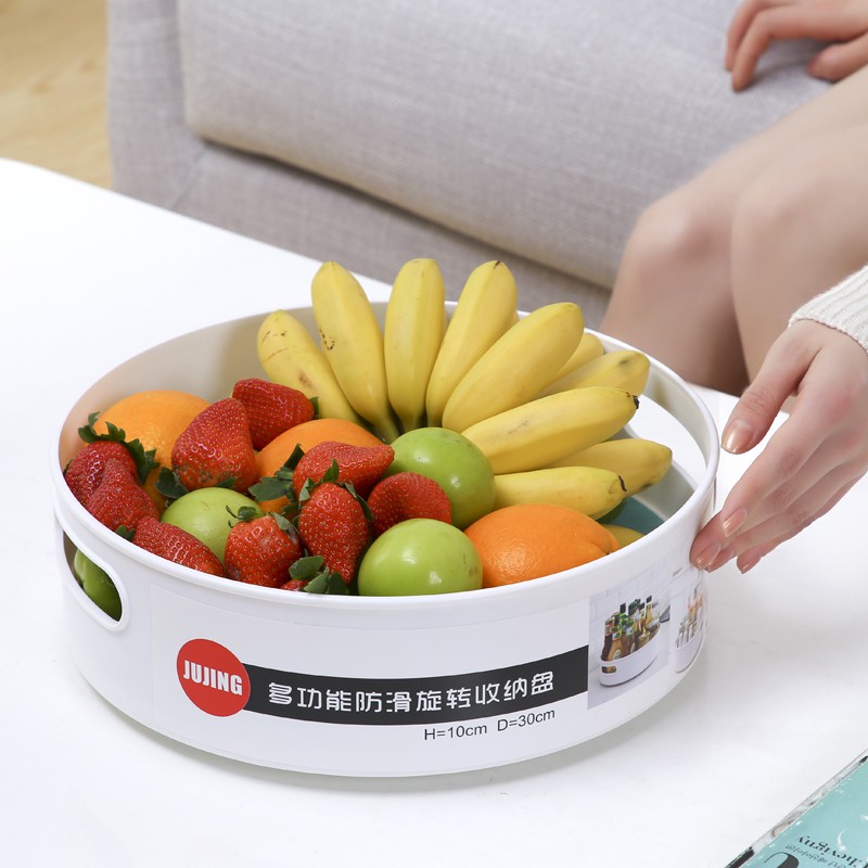 厨房旋转收纳盘圆形置物架塑料调味料调料收纳架子调料罐瓶整理盒收纳层架 三维工匠高清大图
