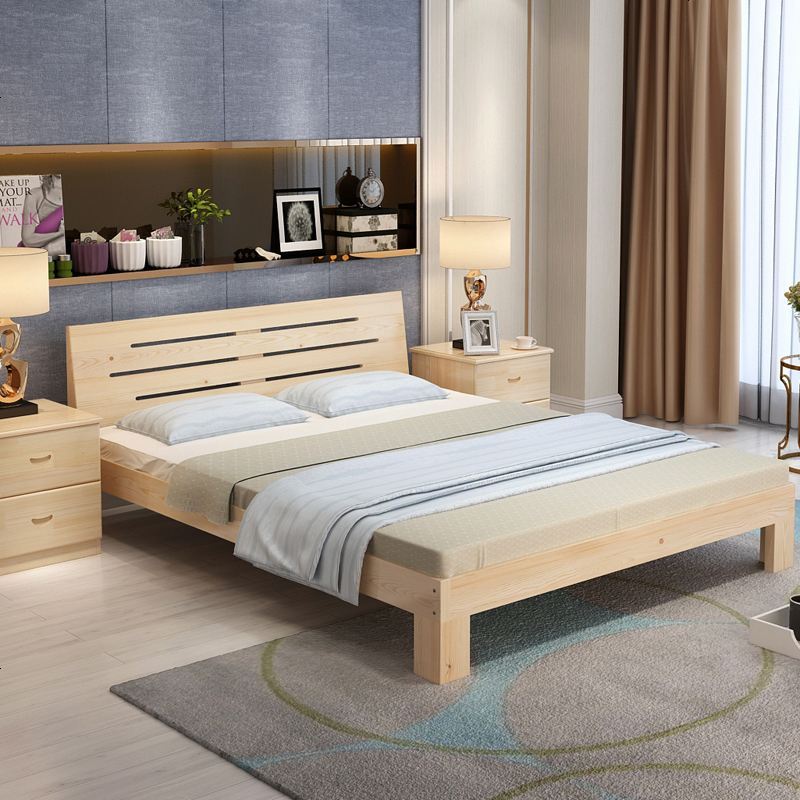 实木床松木双人床1.5米成人现代简约简易1.2单人床