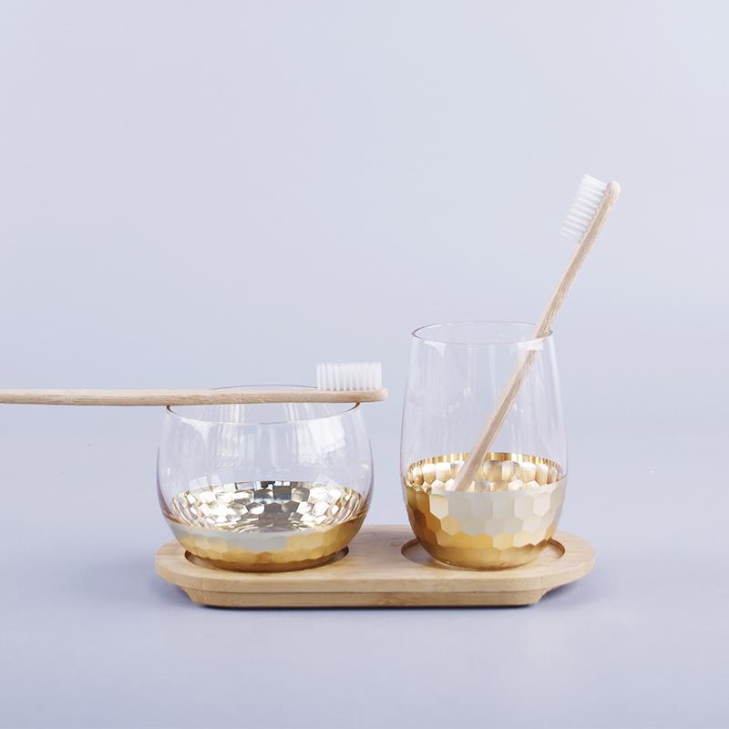 日式创意玻璃杯一家三口漱口杯家用卫生间洗漱杯牙缸水杯子情侣杯