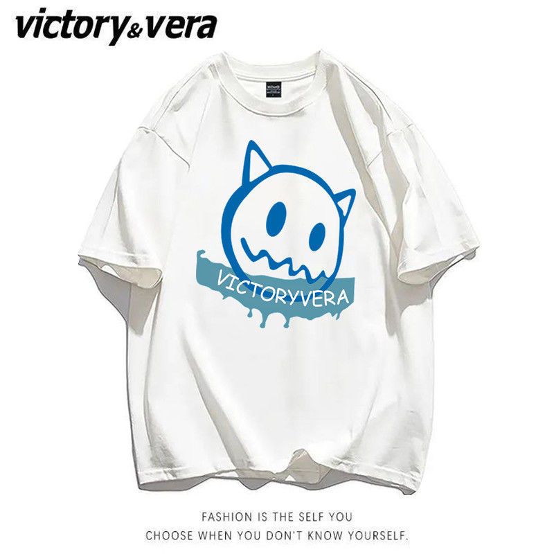 VICTORYVERA圆领短袖t恤女韩版宽松ins国潮牌美式复古印花上衣夏