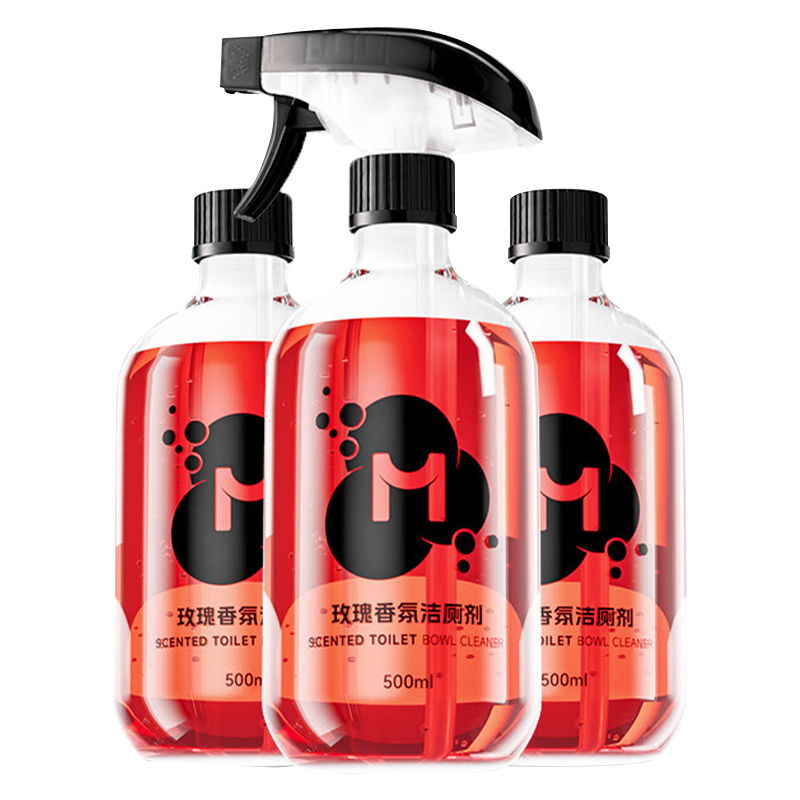 沫檬洁厕剂500ml*3瓶玫瑰香氛除垢除臭除菌洁厕液留香(包装随机)