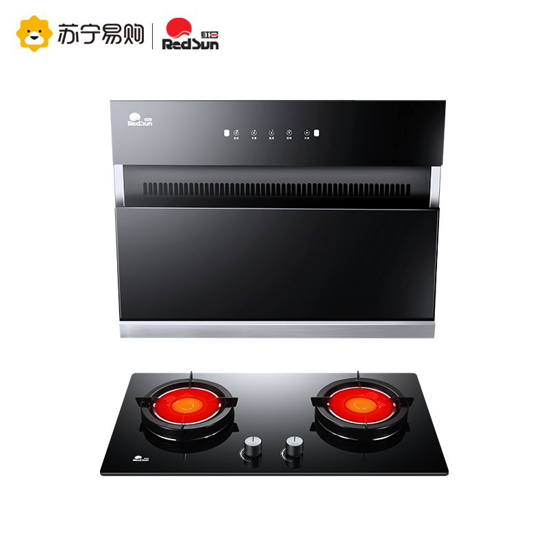 红日(Redsun)16立方大吸力触控油烟机红外线聚能猛火燃气灶烟灶套装小厨精选(液化气)