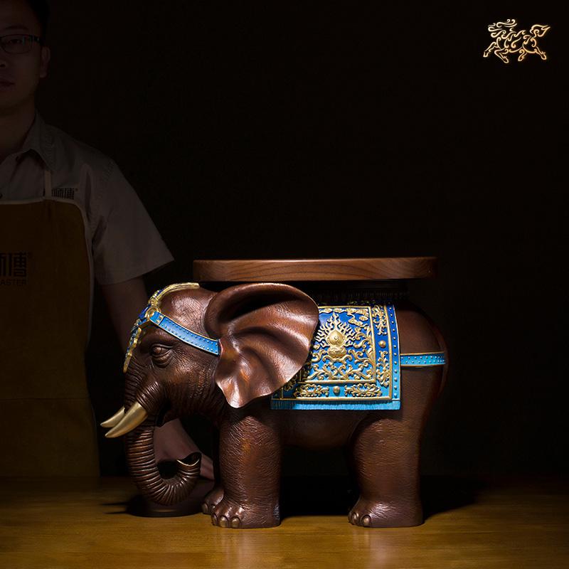 美帮汇全铜摆件 《吉象换鞋凳》 家居工艺品 大象摆件 客厅摆件高清大图