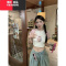 YIBUSHENG甜美可爱猫咪印花撞色露脐短袖T恤女季修身打底短款露脐上衣ins