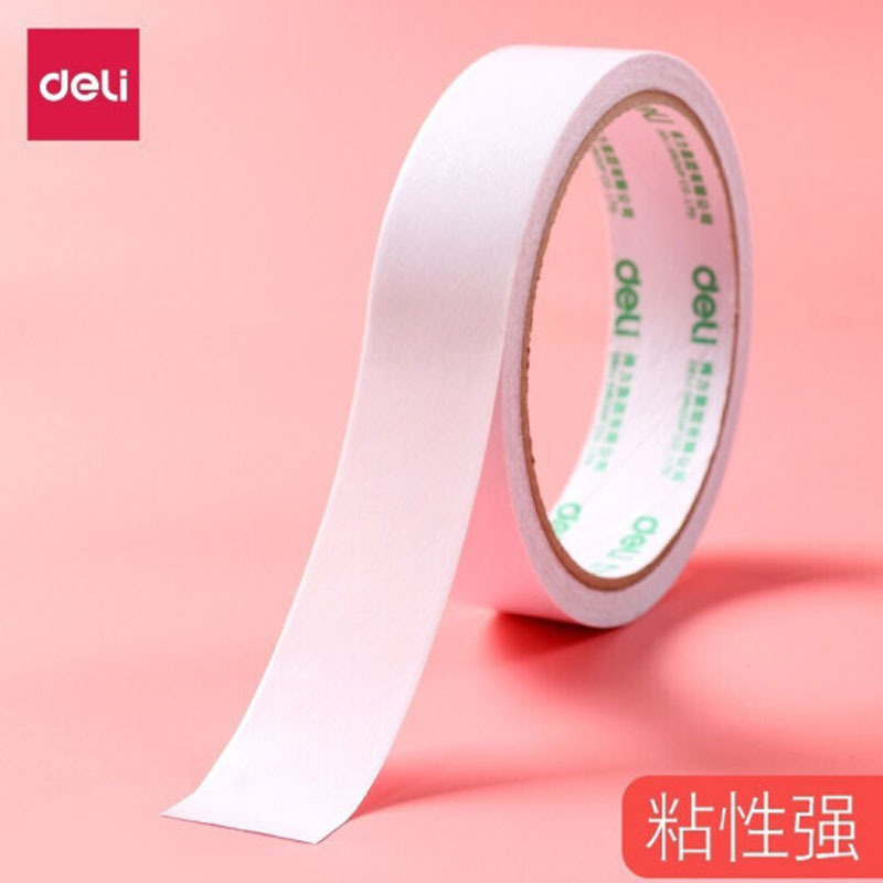 得力 deli 30406办公文具棉纸双面胶带18mm*10y*80um(1卷/袋)*48(白)