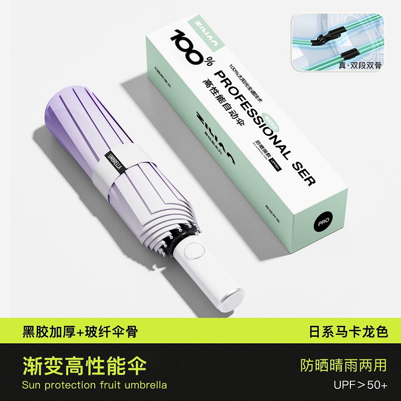 自动伞001 渐变香芋紫【80根玻纤龙骨】全自动/抗风防晒