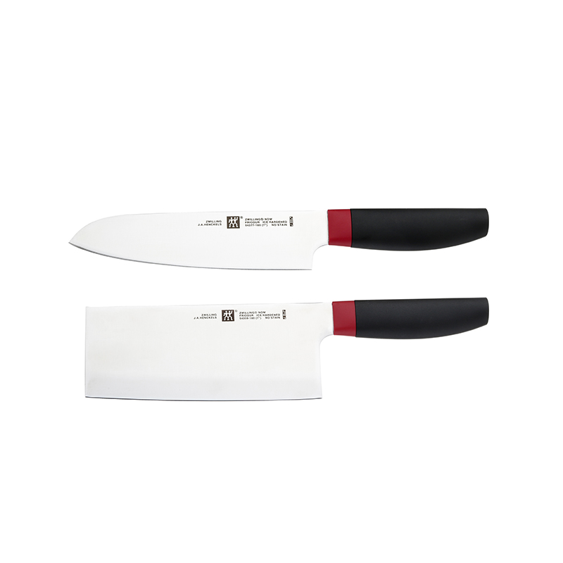 双立人ZWILLING Now S系列2件套进口不锈钢菜刀180mm冰锻工艺锋利耐用红黑设计
