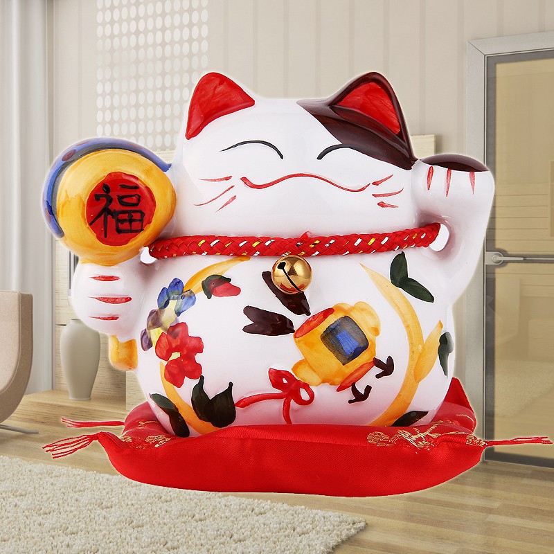 陶瓷发财猫猫摆件储蓄罐家居存钱罐办公室小号开业乔迁礼品 三维工匠 千万两猫高清大图